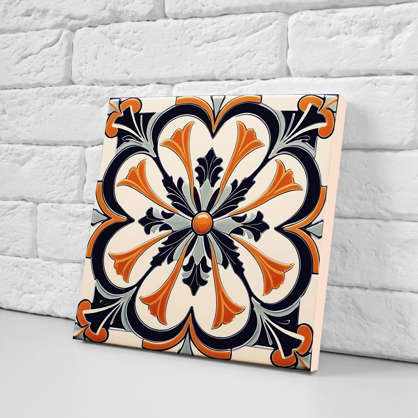 Art Deco Ceramic tiles - Set of 2 Art Deco Wall Decor Geometric Tiles - Kitchen Backsplash Tiles, Table Decorative Tiles, Bathroom Tiles