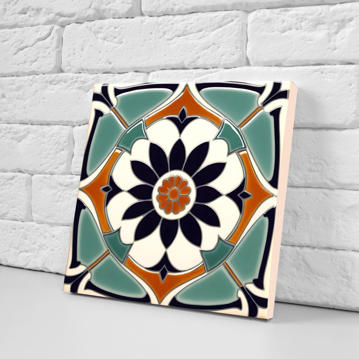 Art Deco Ceramic tiles - Set of 2 Art Deco Wall Decor Geometric Tiles - Kitchen Backsplash Tiles, Table Decorative Tiles, Bathroom Tiles