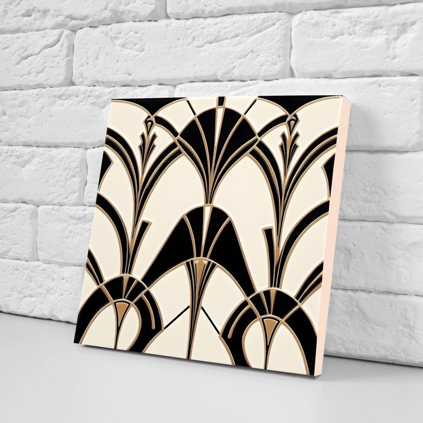 Art Deco Ceramic tiles - Set of 2 Art Deco Wall Decor Geometric Tiles - Kitchen Backsplash Tiles, Table Decorative Tiles, Bathroom Tiles