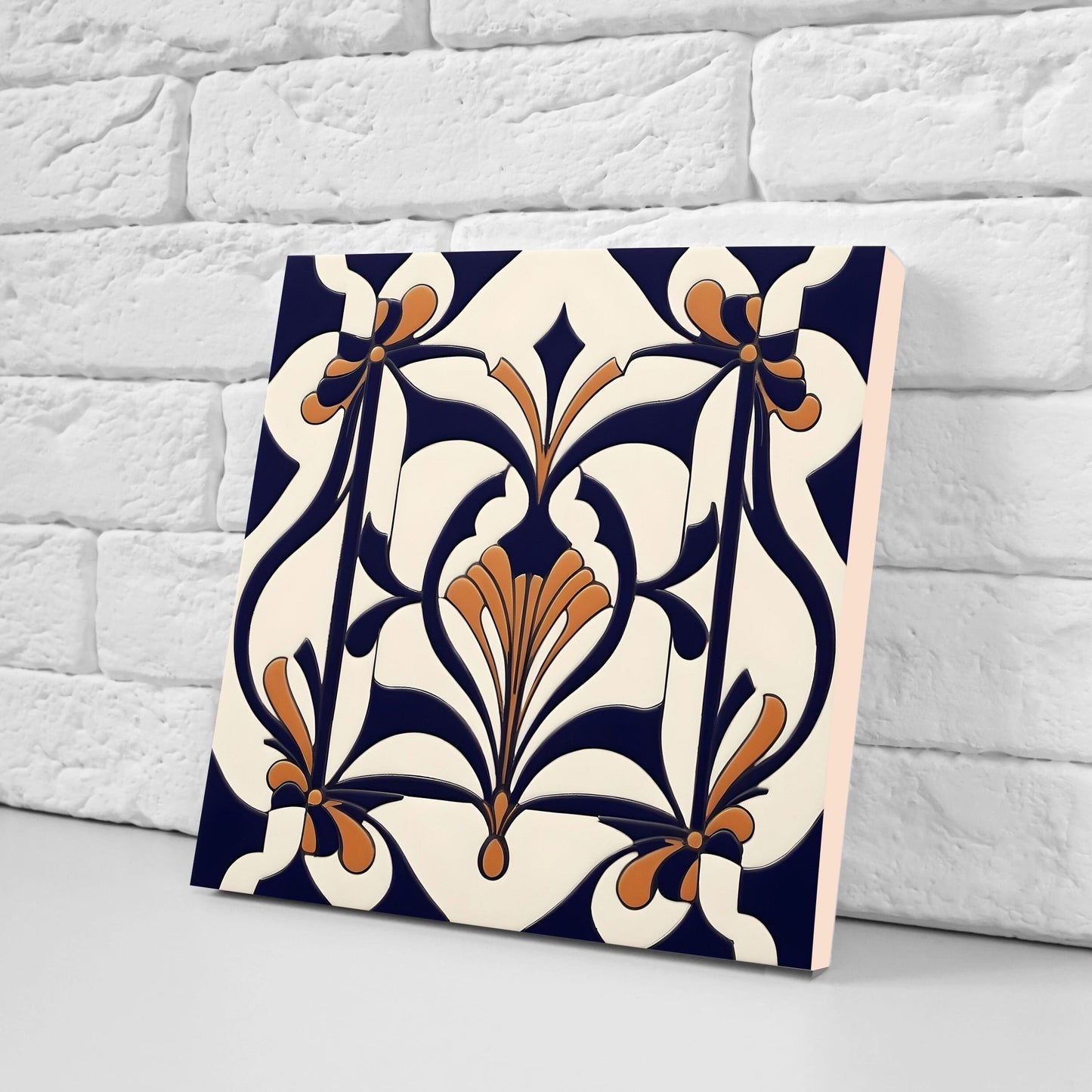 Art Deco Ceramic tiles - Set of 2 Art Deco Wall Decor Geometric Tiles - Kitchen Backsplash Tiles, Table Decorative Tiles, Bathroom Tiles