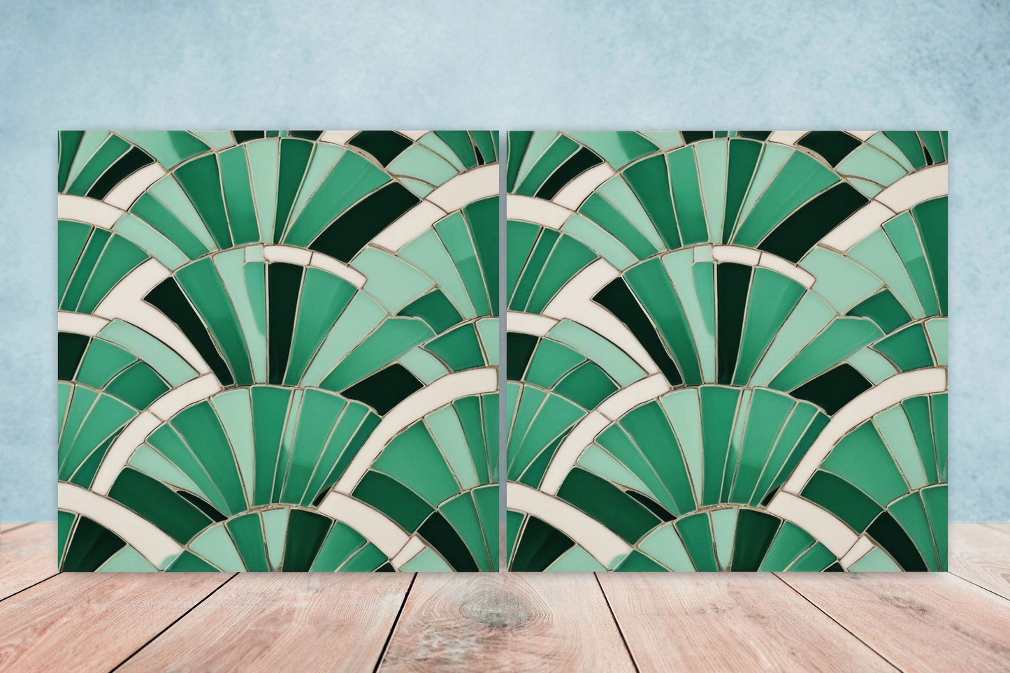 Art Deco Ceramic tiles - Set of 2 Art Deco Wall Decor Geometric Tiles - Kitchen Backsplash Tiles, Table Decorative Tiles, Bathroom Tiles