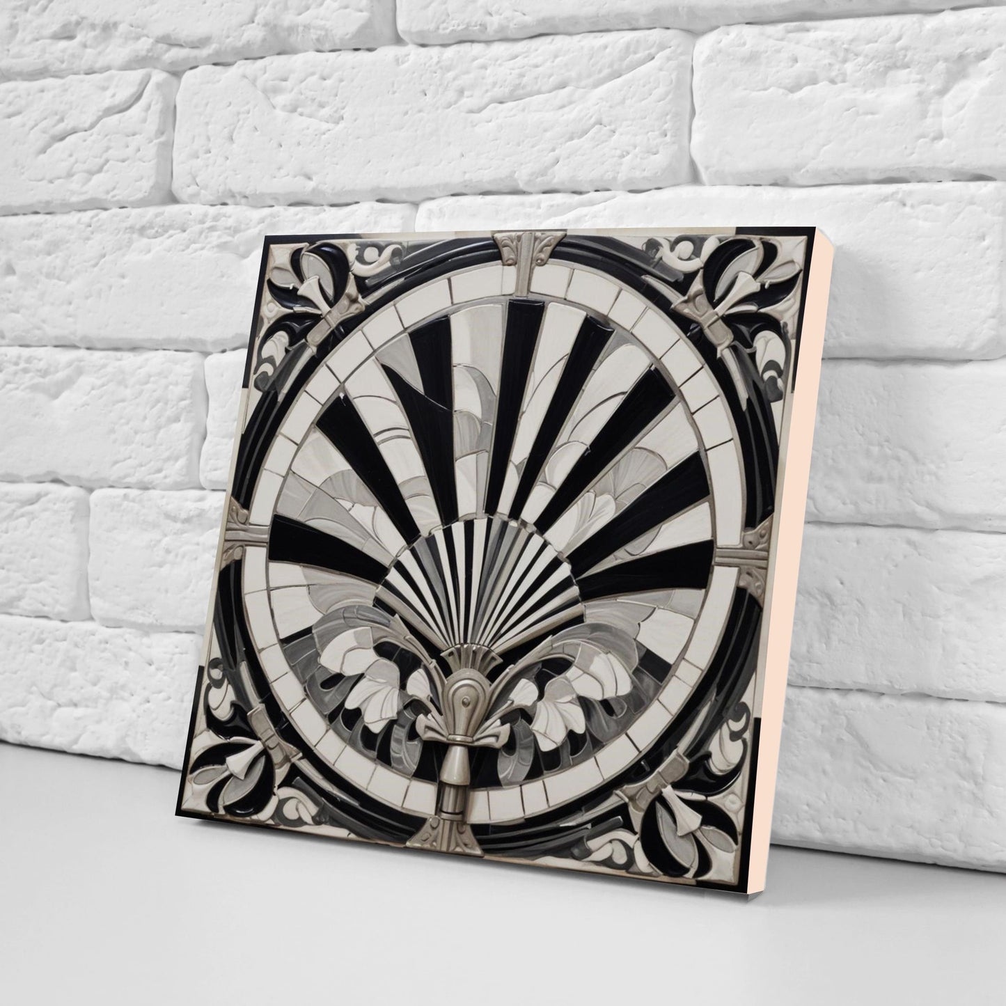 Art Deco Ceramic tiles - Set of 2 Art Deco Wall Decor Geometric Tiles - Kitchen Backsplash Tiles, Table Decorative Tiles, Bathroom Tiles