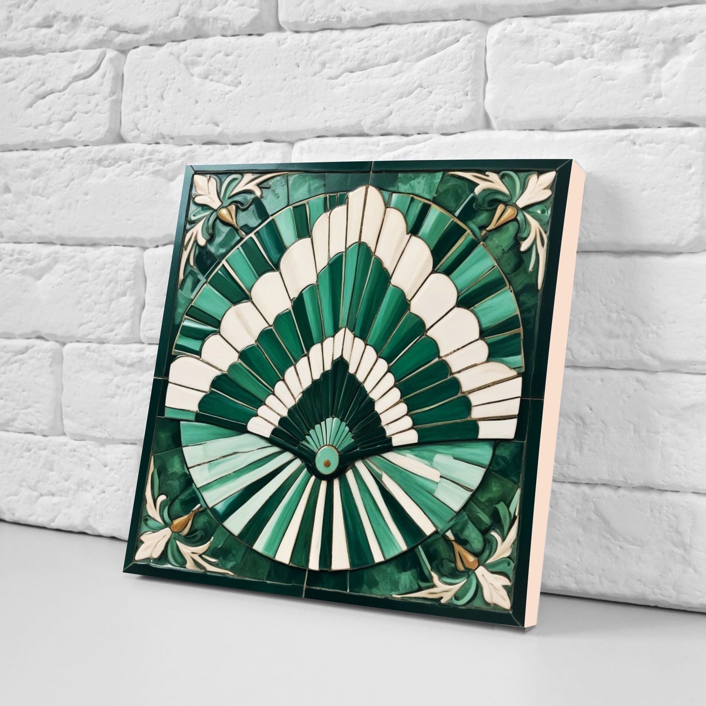 Art Deco Ceramic tiles - Set of 2 Art Deco Wall Decor Geometric Tiles - Kitchen Backsplash Tiles, Table Decorative Tiles, Bathroom Tiles