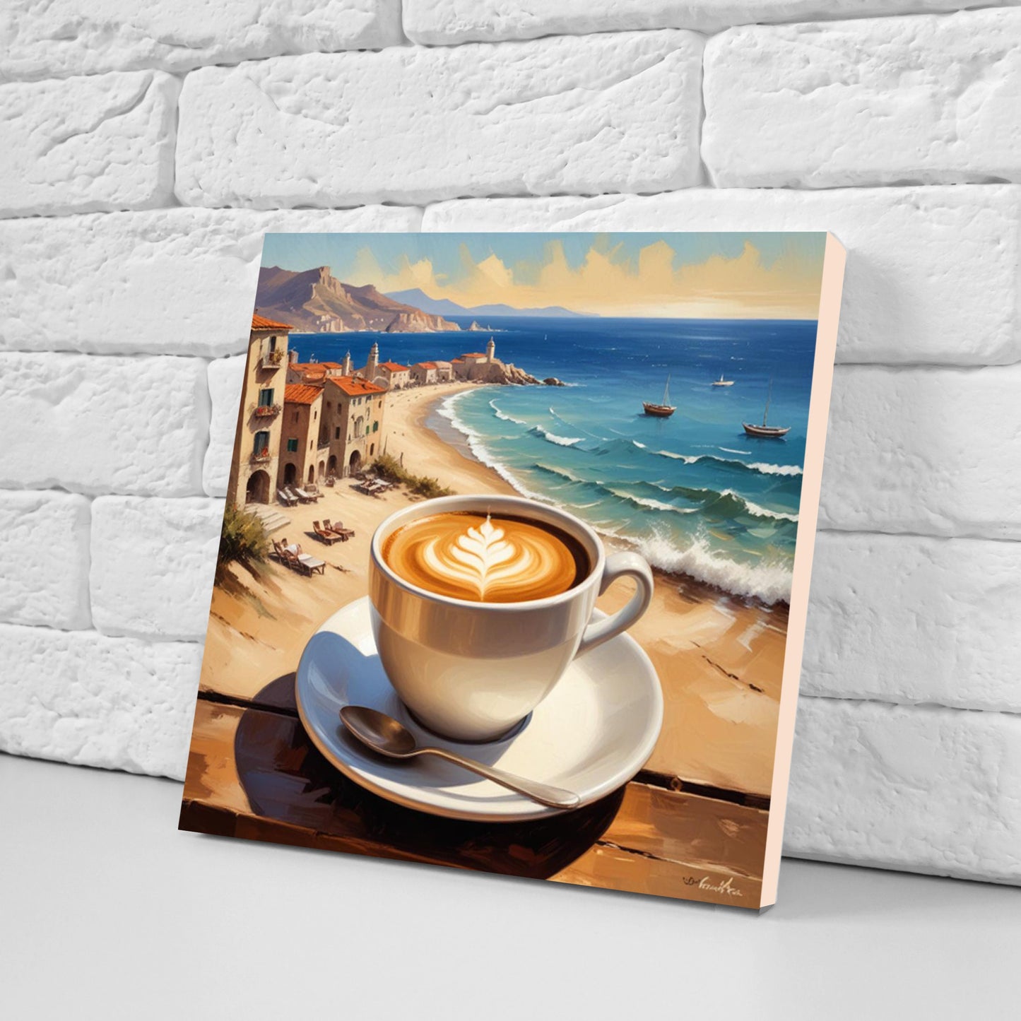Italian Majolica Espresso coffee Tiles - Set of 3 Italian Wall Decor Tiles - Kitchen Backsplash Tiles, Table Decorative Tiles, Shower Tiles