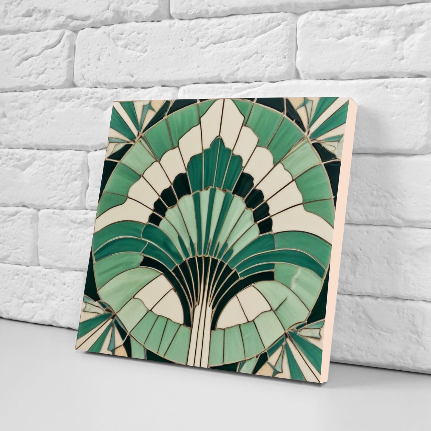 Art Deco Ceramic tiles - Set of 2 Art Deco Wall Decor Geometric Tiles - Kitchen Backsplash Tiles, Table Decorative Tiles, Bathroom Tiles