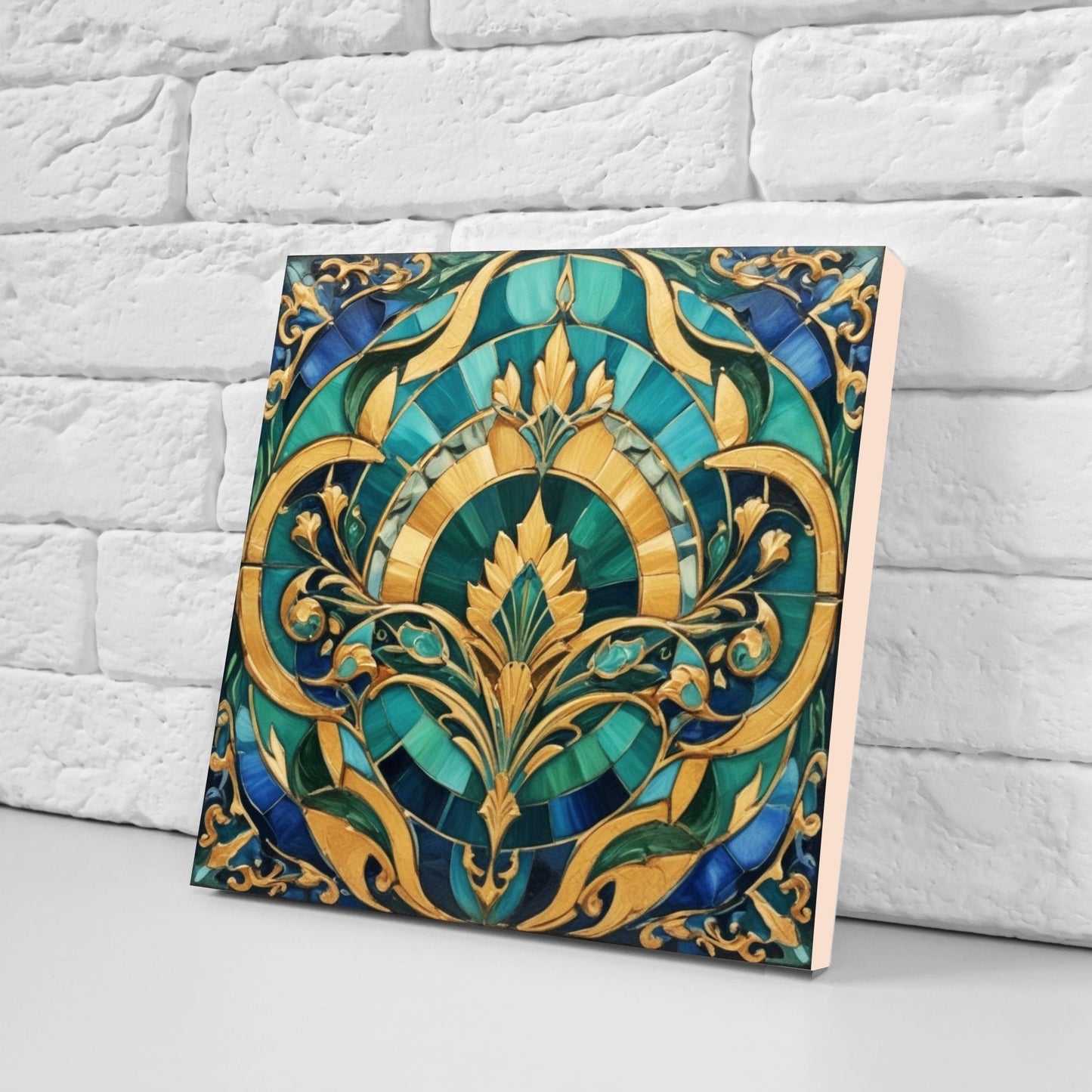 Art Deco Ceramic tiles - Set of 2 Art Deco Wall Decor Geometric Tiles - Kitchen Backsplash Tiles, Table Decorative Tiles, Bathroom Tiles