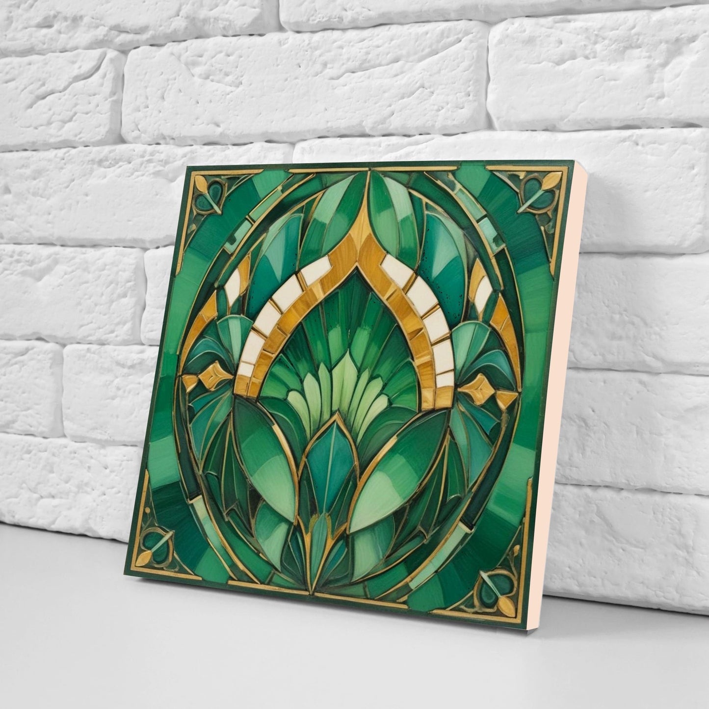 Art Deco Ceramic tiles - Set of 2 Art Deco Wall Decor Geometric Tiles - Kitchen Backsplash Tiles, Table Decorative Tiles, Bathroom Tiles