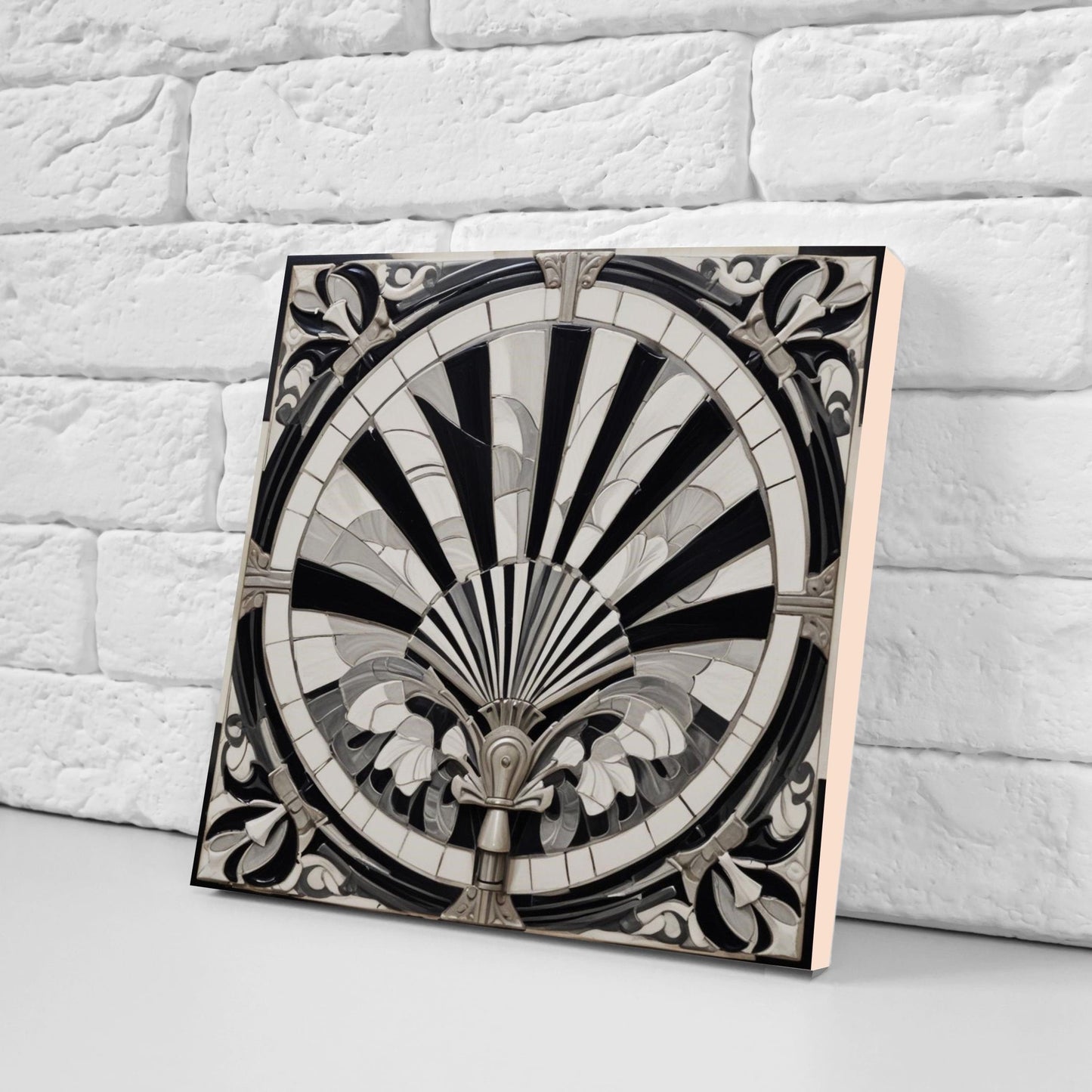 Art Deco Ceramic tiles - Set of 2 Art Deco Wall Decor Geometric Tiles - Kitchen Backsplash Tiles, Table Decorative Tiles, Bathroom Tiles