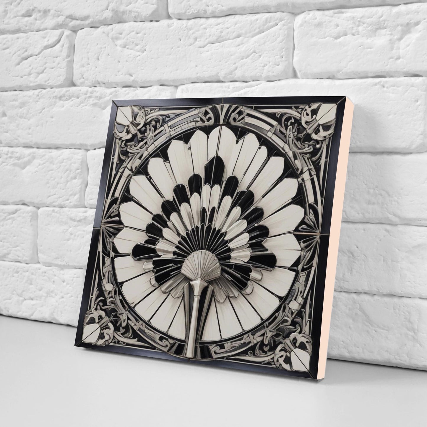 Art Deco Ceramic tiles - Set of 2 Art Deco Wall Decor Geometric Tiles - Kitchen Backsplash Tiles, Table Decorative Tiles, Bathroom Tiles