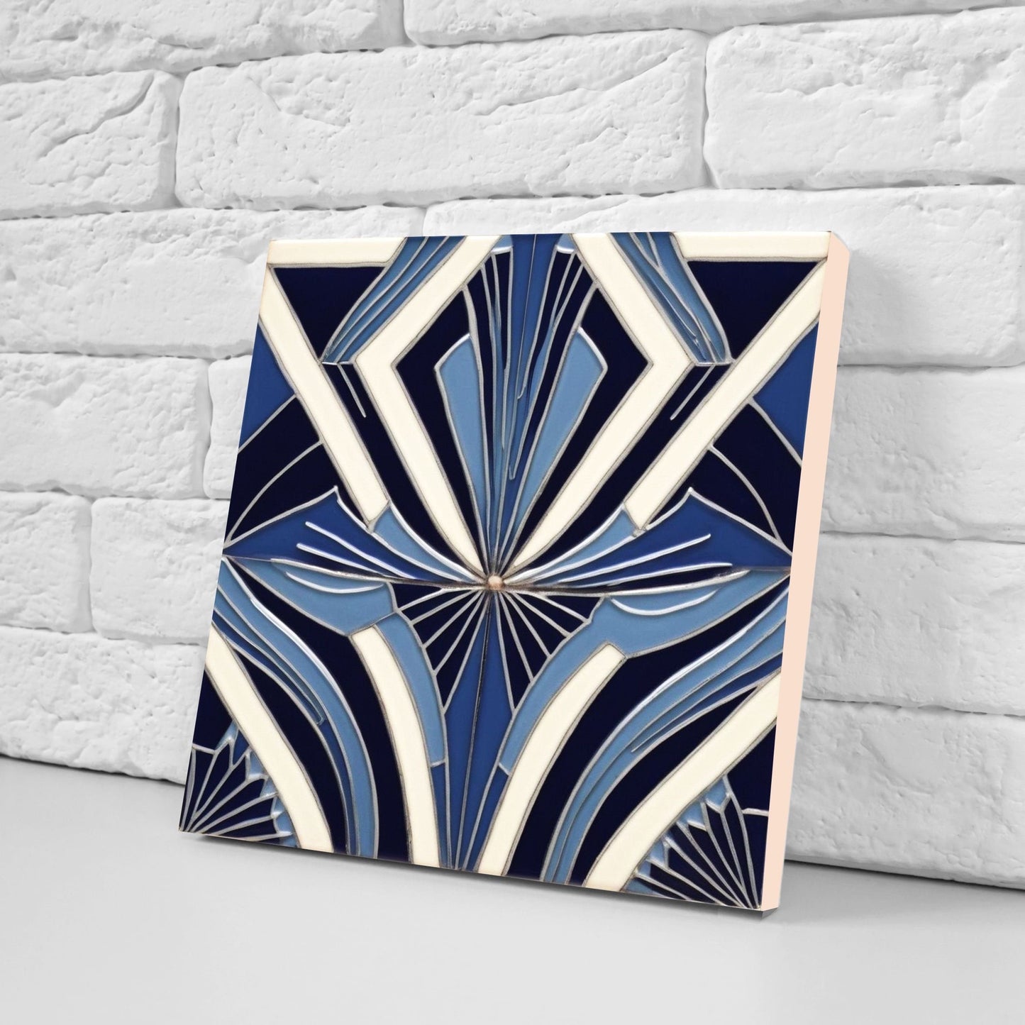Art Deco Ceramic tiles - Set of 2 Art Deco Wall Decor Geometric Tiles - Kitchen Backsplash Tiles, Table Decorative Tiles, Bathroom Tiles