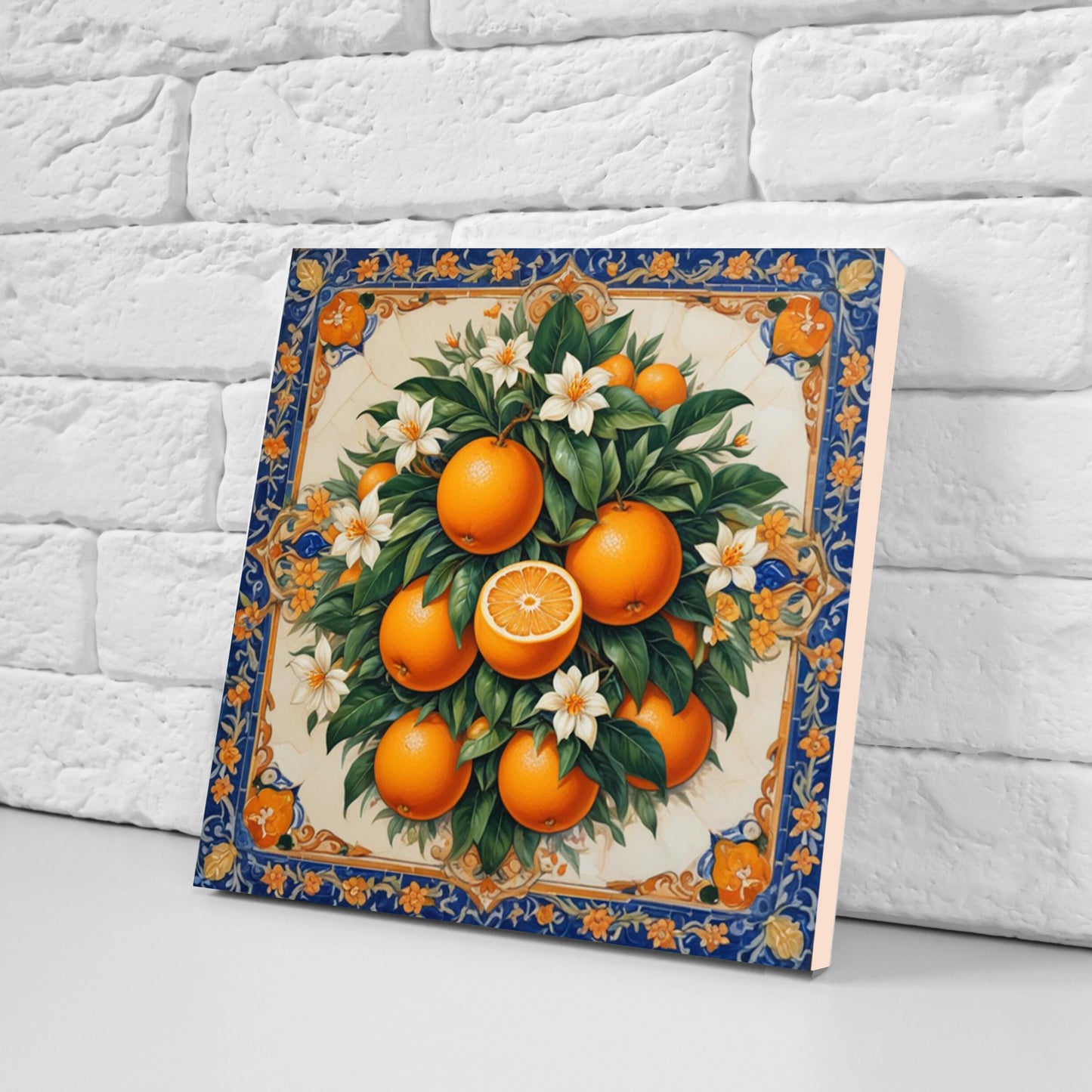 Italian Majolica Oranges Tiles -Set of 3 Italian Wall Decor Tiles -Kitchen Backsplash Tiles, Table Decorative Tiles, Bathroom Tiles, Coaster