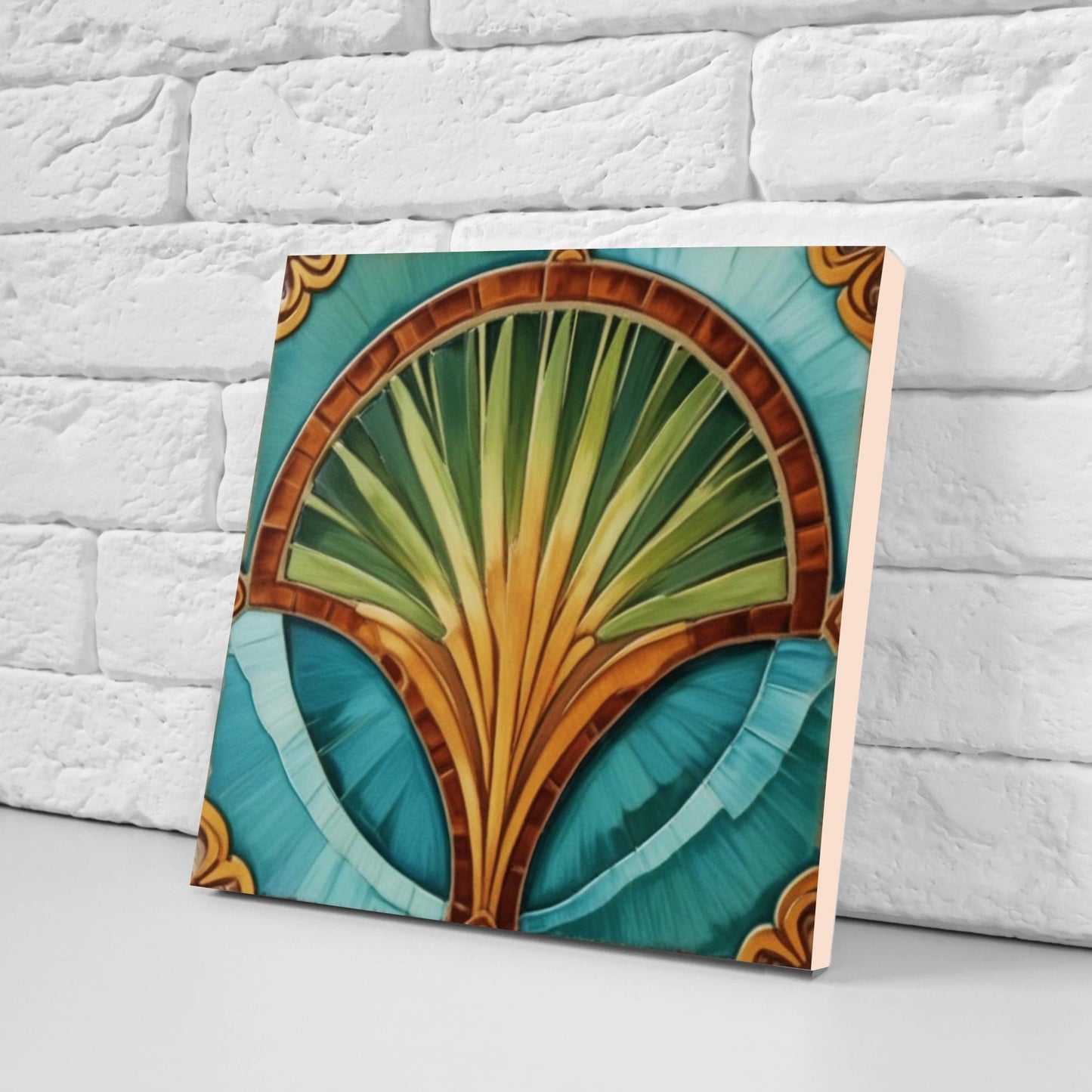Art Deco Ceramic tiles - Set of 2 Art Deco Wall Decor Geometric Tiles - Kitchen Backsplash Tiles, Table Decorative Tiles, Bathroom Tiles