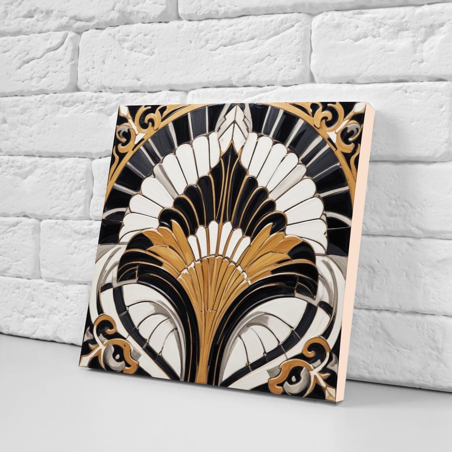 Art Deco Ceramic tiles - Set of 2 Art Deco Wall Decor Geometric Tiles - Kitchen Backsplash Tiles, Table Decorative Tiles, Bathroom Tiles