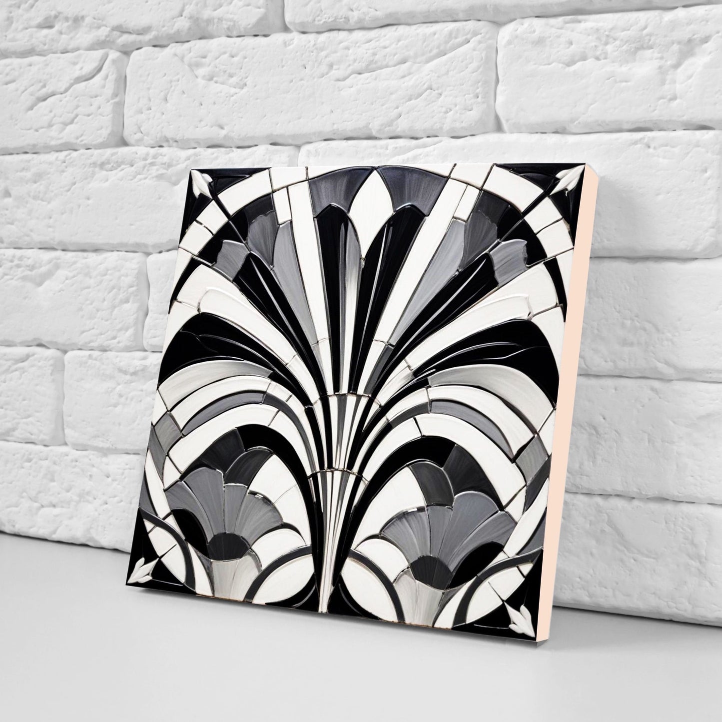 Art Deco Ceramic tiles - Set of 2 Art Deco Wall Decor Geometric Tiles - Kitchen Backsplash Tiles, Table Decorative Tiles, Bathroom Tiles