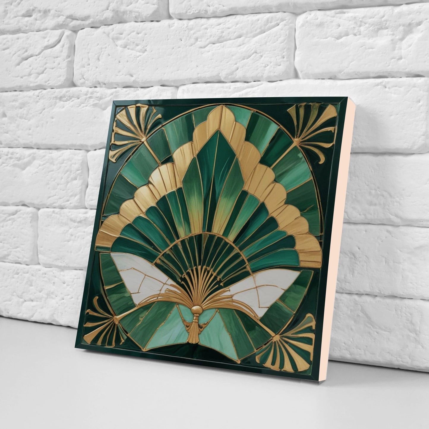 Art Deco Ceramic tiles - Set of 2 Art Deco Wall Decor Geometric Tiles - Kitchen Backsplash Tiles, Table Decorative Tiles, Bathroom Tiles