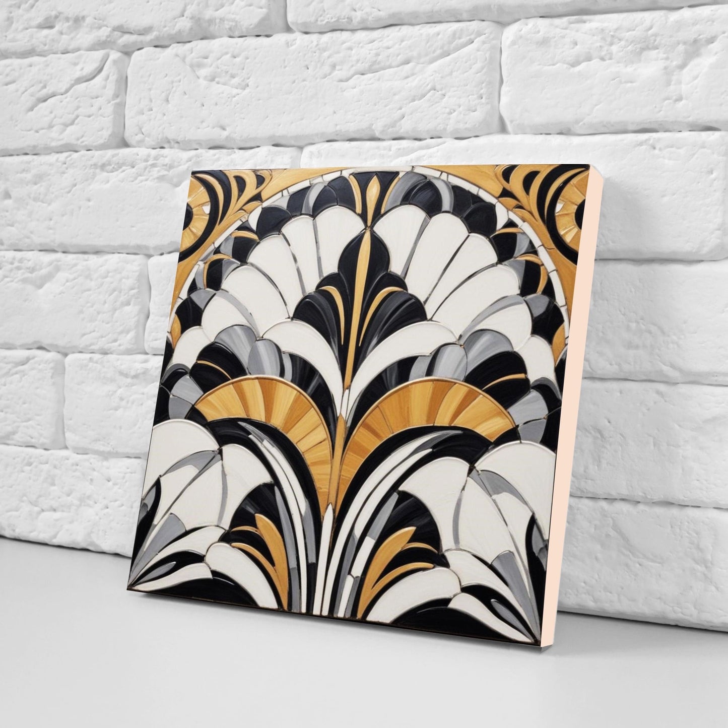 Art Deco Ceramic tiles - Set of 2 Art Deco Wall Decor Geometric Tiles - Kitchen Backsplash Tiles, Table Decorative Tiles, Bathroom Tiles