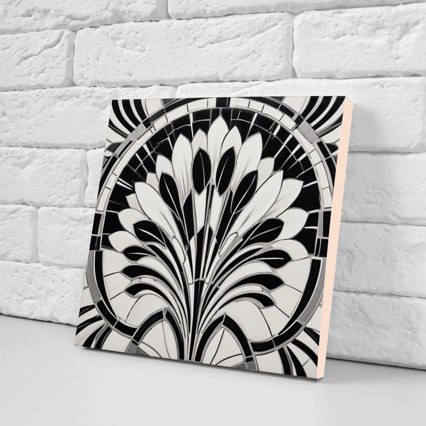 Art Deco Ceramic tiles - Set of 2 Art Deco Wall Decor Geometric Tiles - Kitchen Backsplash Tiles, Table Decorative Tiles, Bathroom Tiles