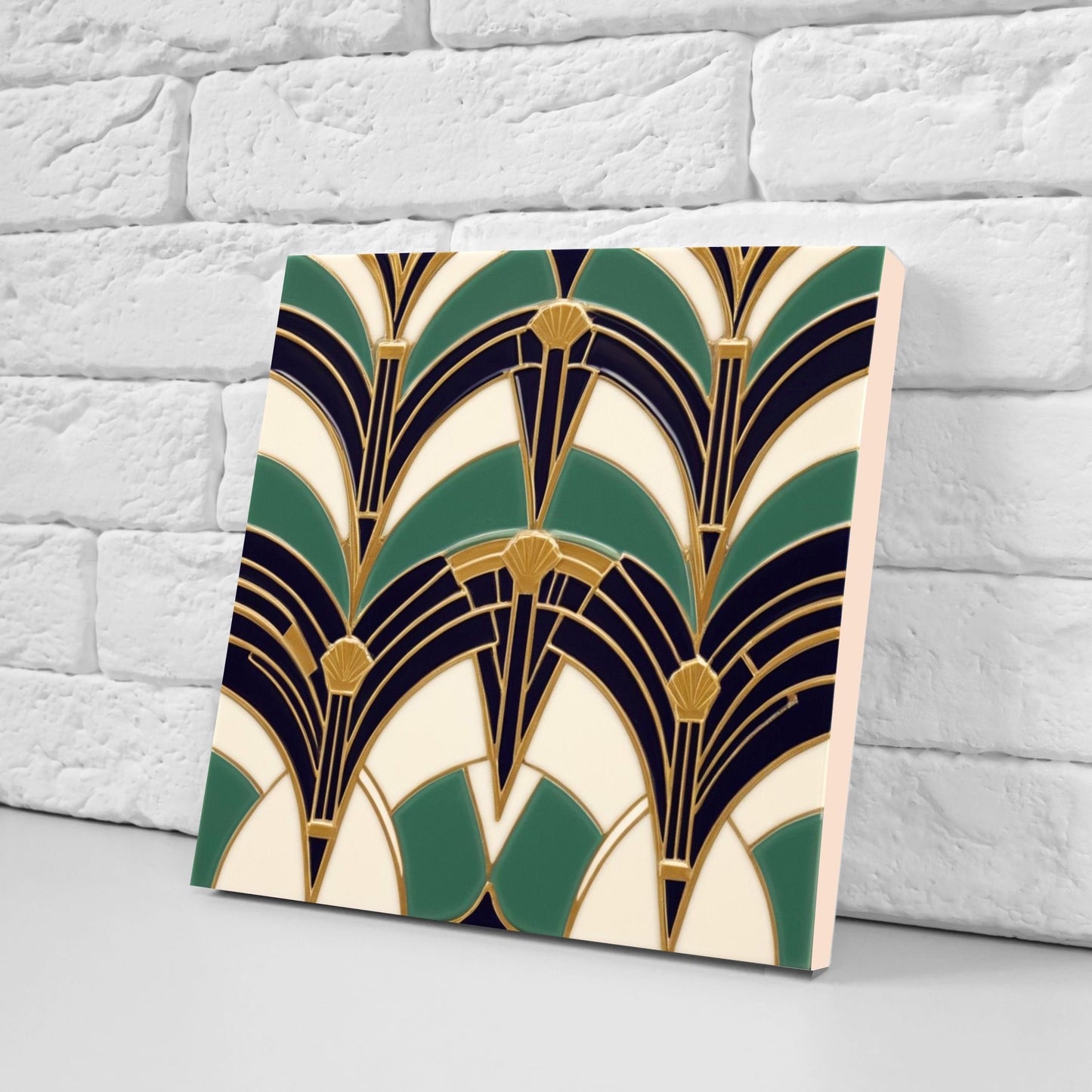 Art Deco Ceramic tiles - Set of 2 Art Deco Wall Decor Geometric Tiles - Kitchen Backsplash Tiles, Table Decorative Tiles, Bathroom Tiles
