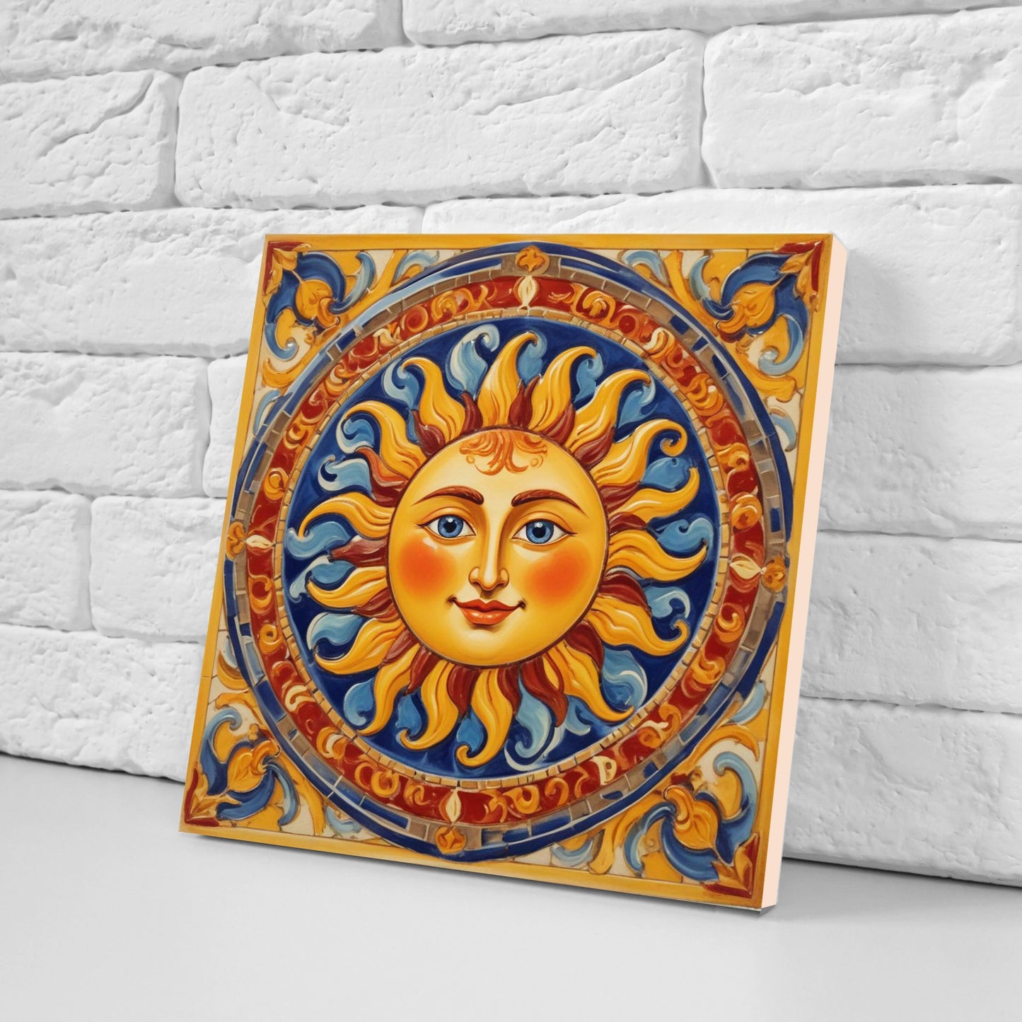 Sicilian Sun Ceramic tiles - Set of 2 Sicilian Wall Decor Tiles - Kitchen Backsplash Tiles, Bathroom Tiles, Shower tiles, Italian Tiles