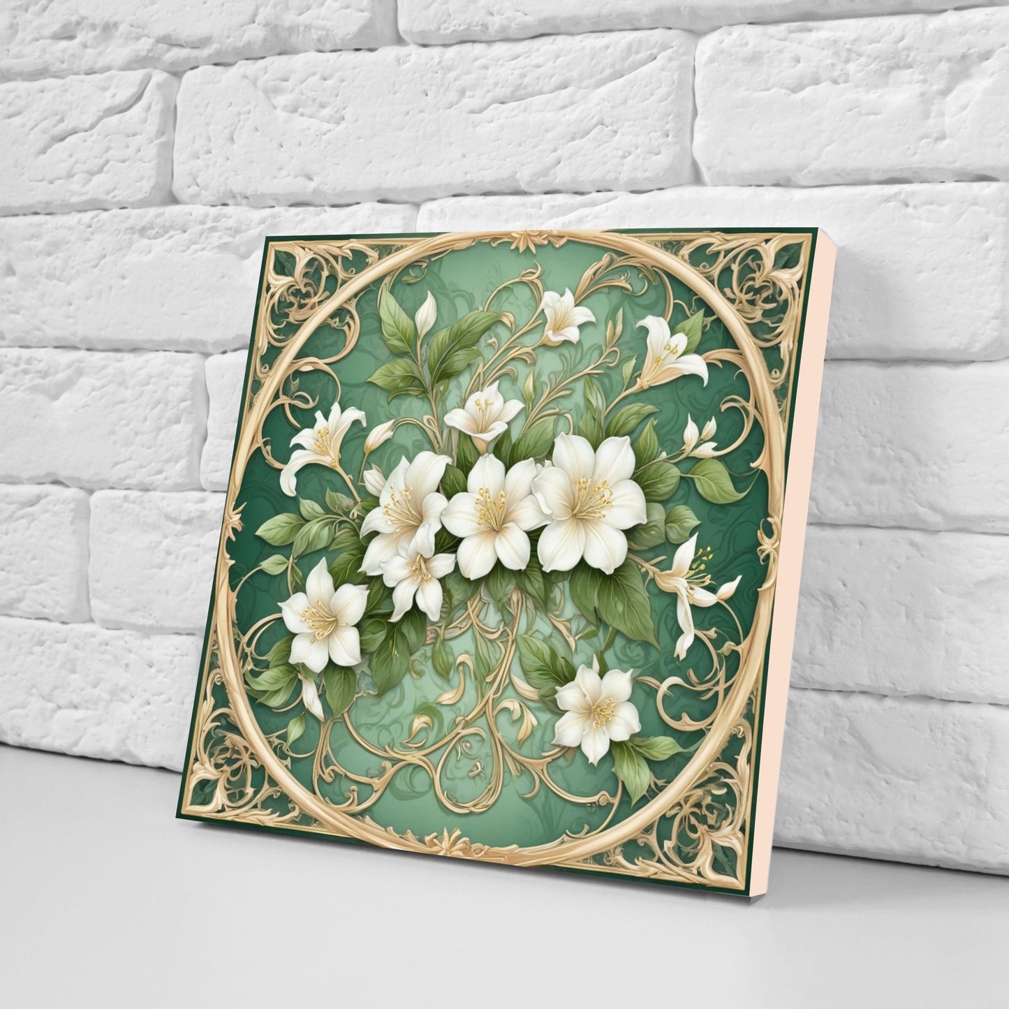 Art Nouveau Flower Ceramic Tiles - Set of 2 Art Nouveau Wall Decor Tiles - Kitchen Backsplash Tiles, Table Decorative Tiles, Bathroom Tiles