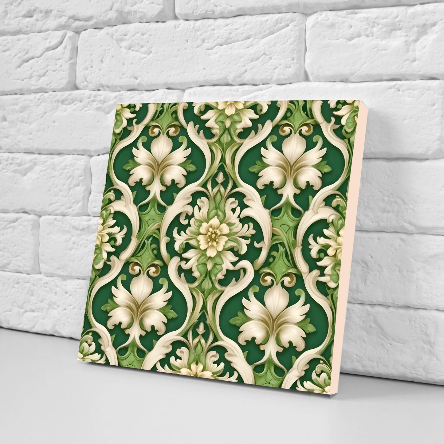 Art Nouveau Flower Ceramic Tiles - Set of 2 Art Nouveau Wall Decor Tiles - Kitchen Backsplash Tiles, Table Decorative Tiles, Bathroom Tiles