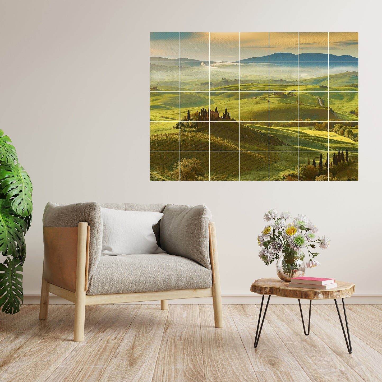 Tile Mural/Mosaic Ceramic Panel of Val d Orcia - Tuscany - Italian Landscape - Colourful Wall Art - Tile Mural - Gloss Tiles - Tile Mosaic