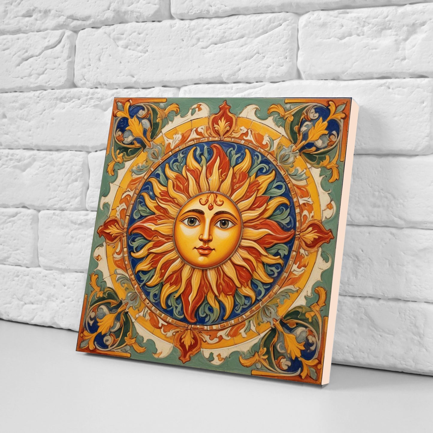 Sicilian Sun Ceramic tiles - Set of 2 Sicilian Wall Decor Tiles - Kitchen Backsplash Tiles, Bathroom Tiles, Shower tiles, Italian Tiles