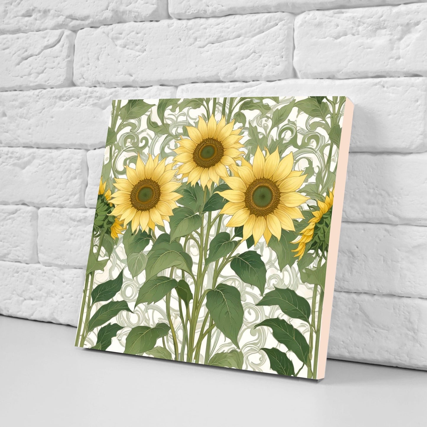 Art Nouveau Flower Ceramic Tiles - Set of 2 Art Nouveau Wall Decor Tiles - Kitchen Backsplash Tiles, Table Decorative Tiles, Bathroom Tiles