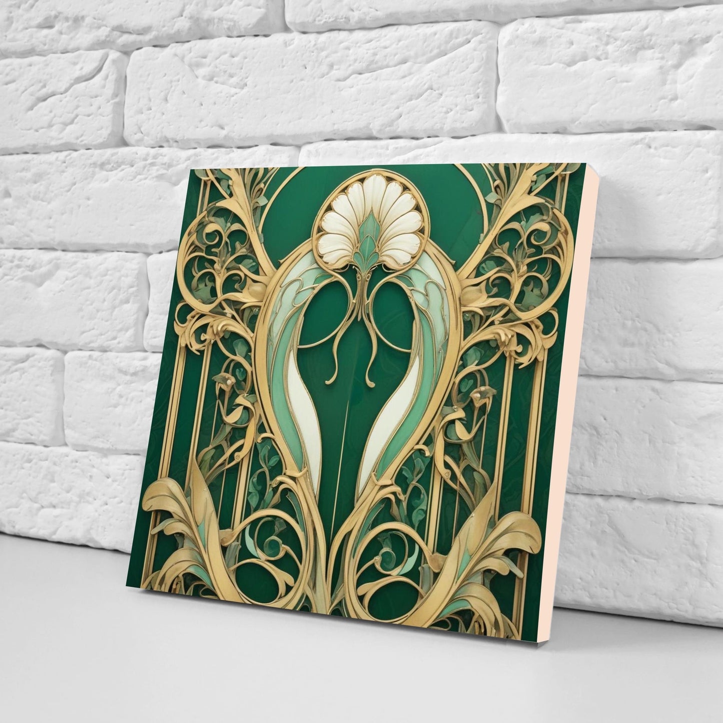 Art Nouveau Flower Ceramic Tiles - Set of 2 Art Nouveau Wall Decor Tiles - Kitchen Backsplash Tiles, Table Decorative Tiles, Bathroom Tiles
