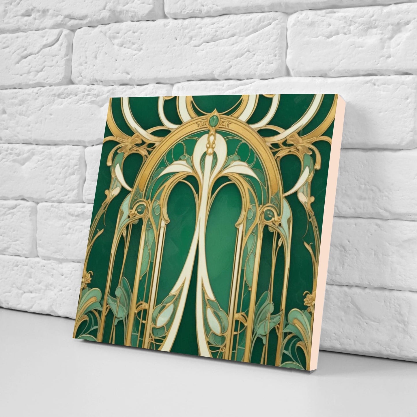 Art Nouveau Flower Ceramic Tiles - Set of 2 Art Nouveau Wall Decor Tiles - Kitchen Backsplash Tiles, Table Decorative Tiles, Bathroom Tiles