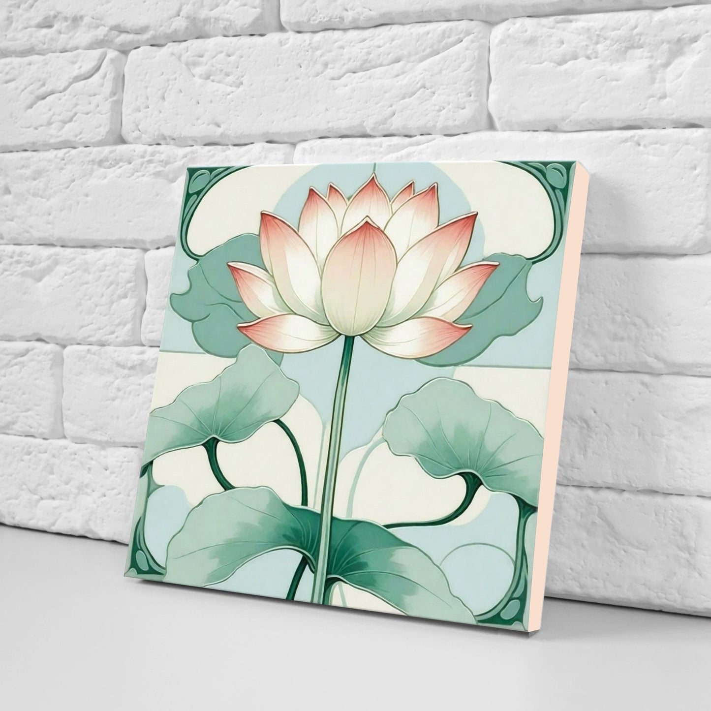 Art Nouveau Flower Ceramic Tiles - Set of 2 Art Nouveau Wall Decor Tiles - Kitchen Backsplash Tiles, Table Decorative Tiles, Bathroom Tiles