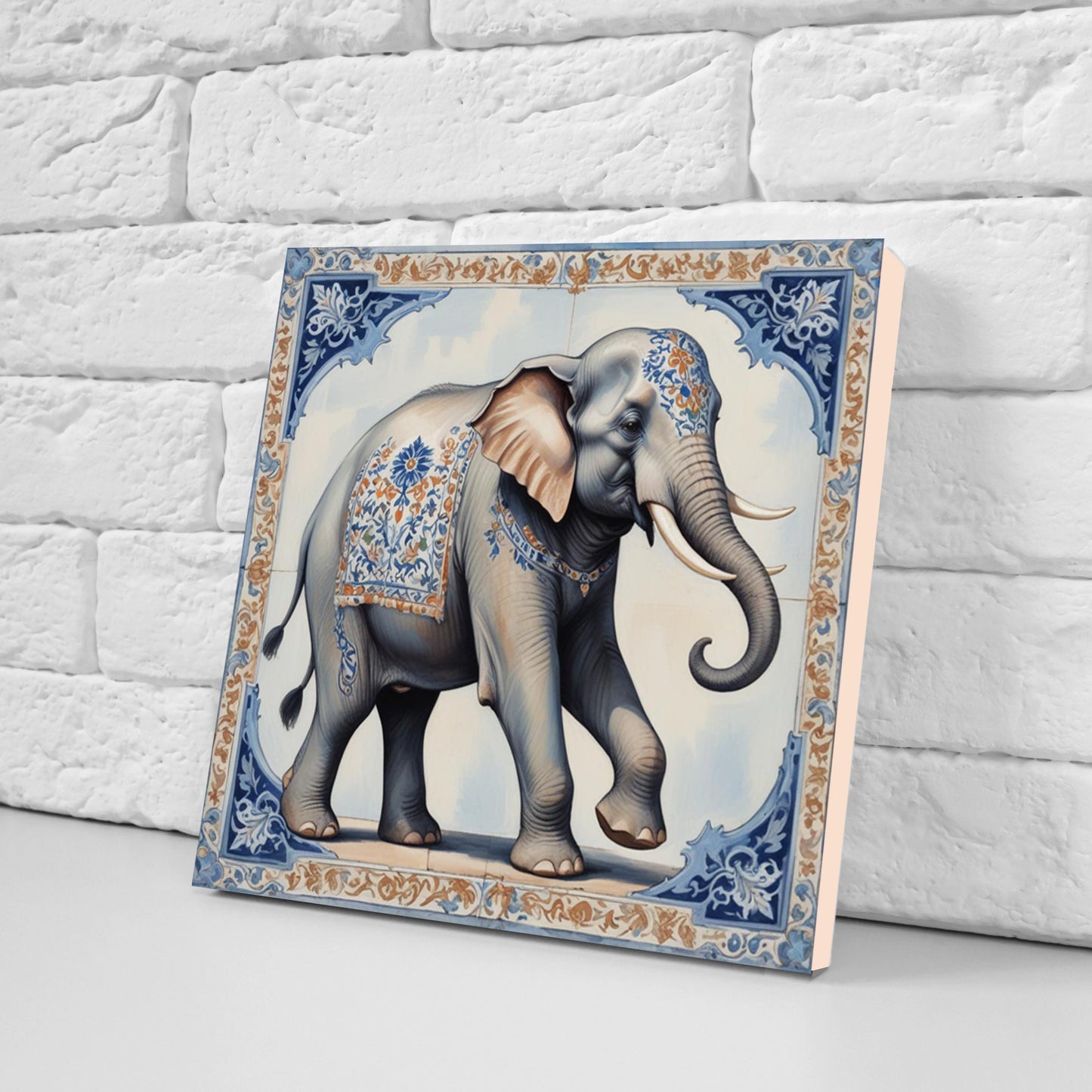 Set of 3 Indian Elephant Ceramic Wall Tiles - Gloss Finish - Elephant Wall Art Print - Elephant art - Elephant Home Decor - Elephant print