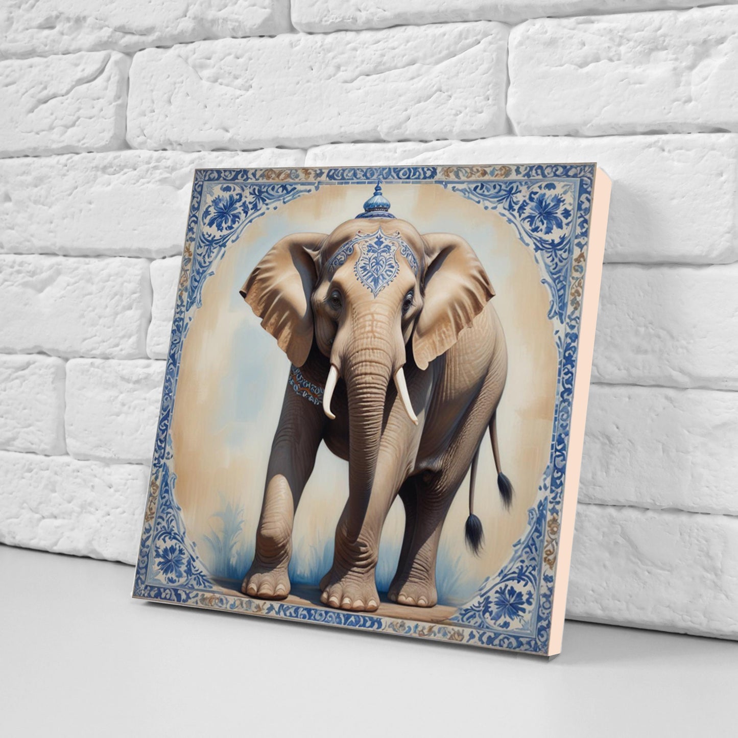 Set of 3 Indian Elephant Ceramic Wall Tiles - Gloss Finish - Elephant Wall Art Print - Elephant art - Elephant Home Decor - Elephant print