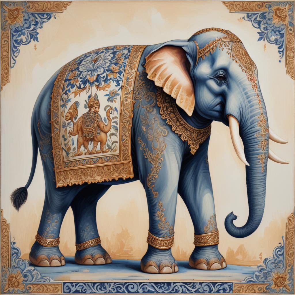 Set of 3 Indian Elephant Ceramic Wall Tiles - Gloss Finish - Elephant Wall Art Print - Elephant art - Elephant Home Decor - Elephant print