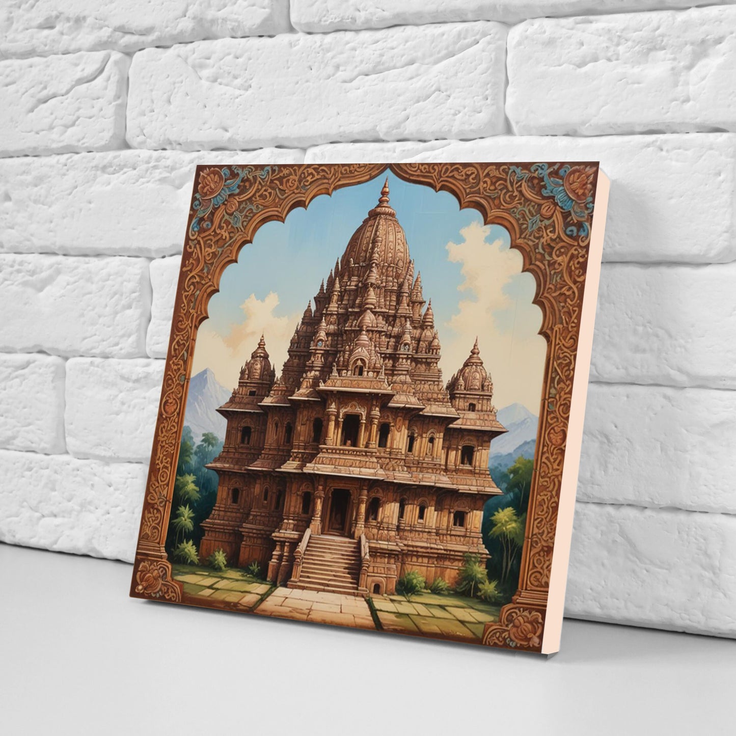 Set of 3 Indian Hindu Temples Ceramic Wall Tiles - Gloss Finish - Hindu Wall Art Print -Temple art -Temple Decor - Temple print -Hindu print