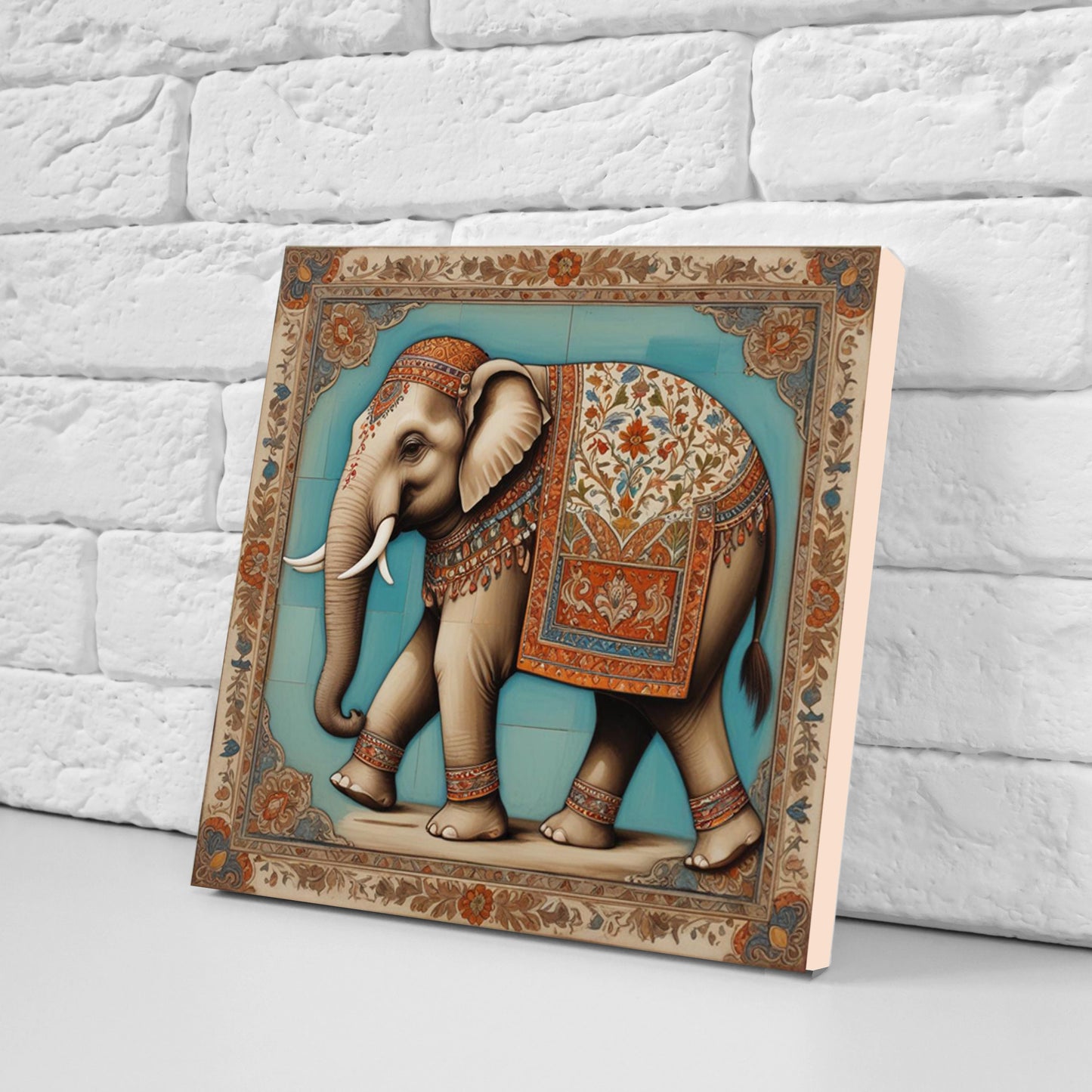 Set of 3 Indian Elephant Ceramic Wall Tiles - Gloss Finish - Elephant Wall Art Print - Elephant art - Elephant Home Decor - Elephant print