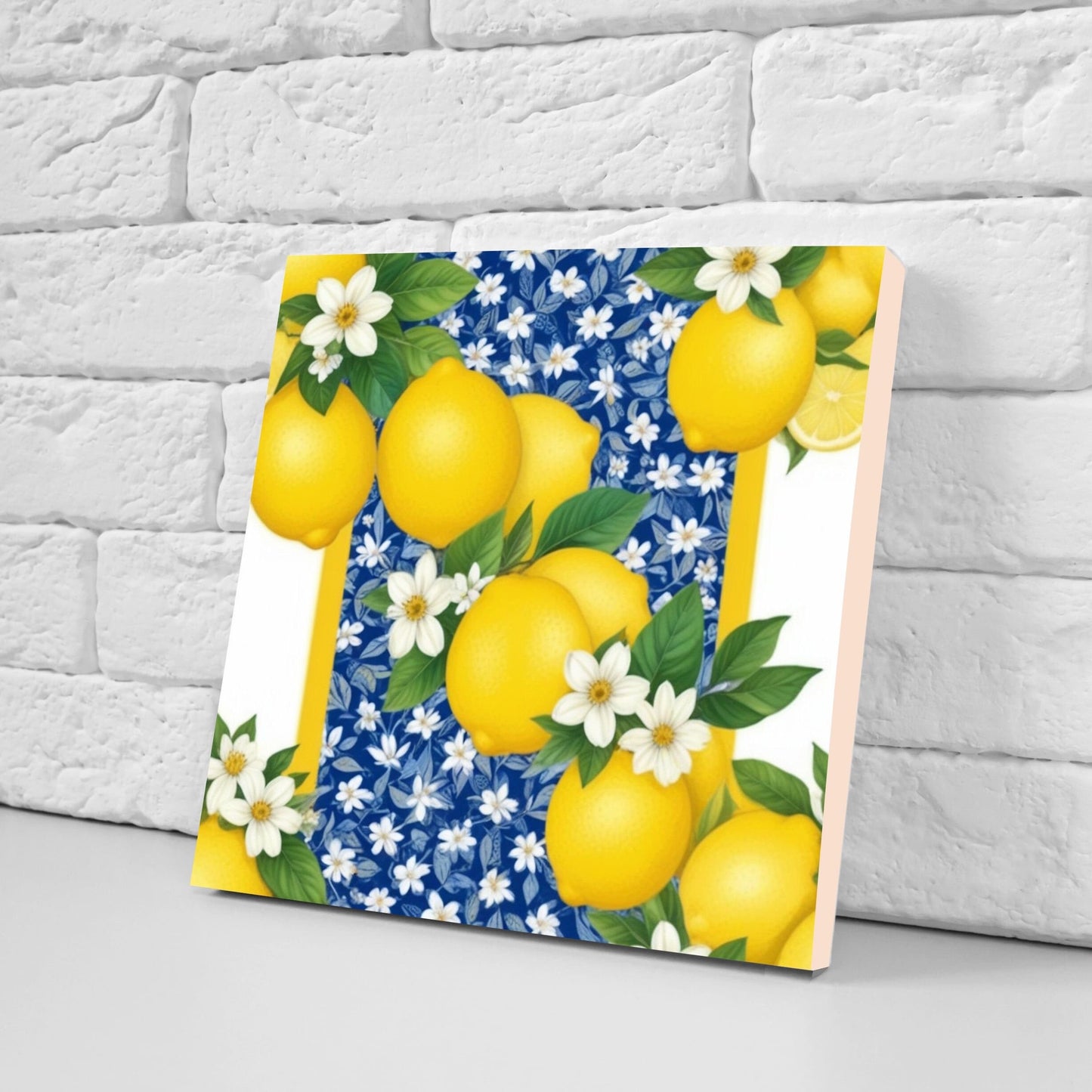 Italian Majolica Lemon Tiles - Set of 2 Italian Wall Decor Tiles - Kitchen Backsplash Tiles, Table Decorative Tiles, Bathroom Tiles, Coaster