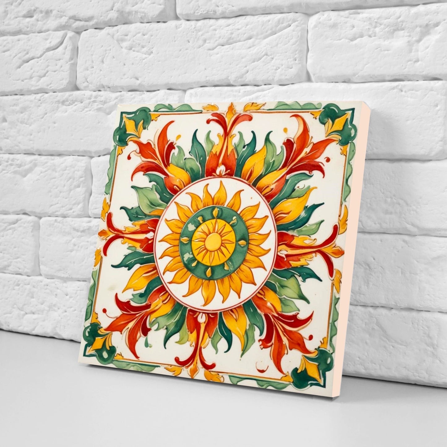 Italian Majolica Tiles - Set of 2 Sicilian Wall Decor Tiles - Kitchen Backsplash Tiles, Table Decorative Tiles, Bathroom Tiles, Coaster