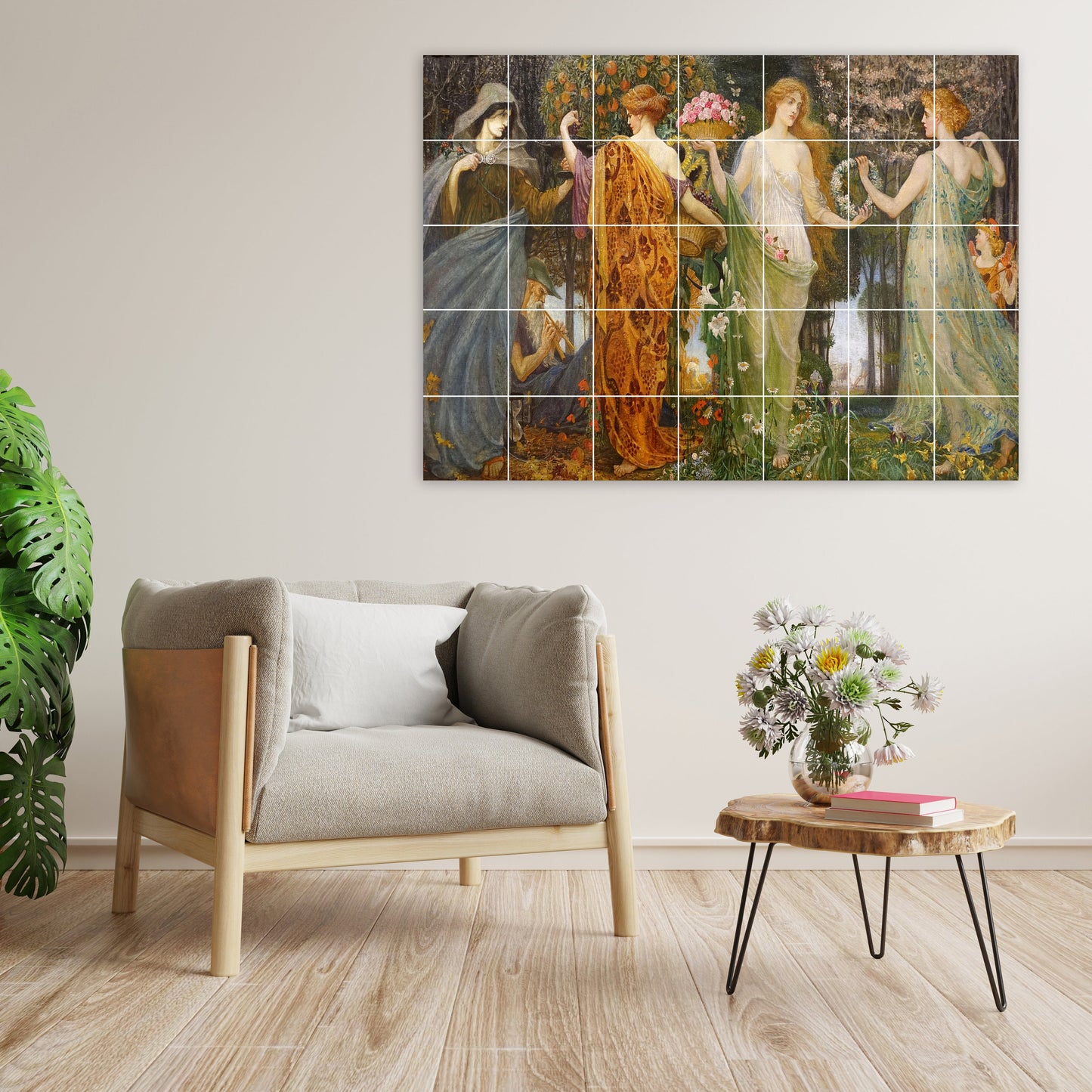 Tile Mural/Mosaic Ceramic Panel of Walter Crane a Masque for the Four Seasons - Walter Crane wall art - Art Nouveau Tile Mural - Tile Mosaic