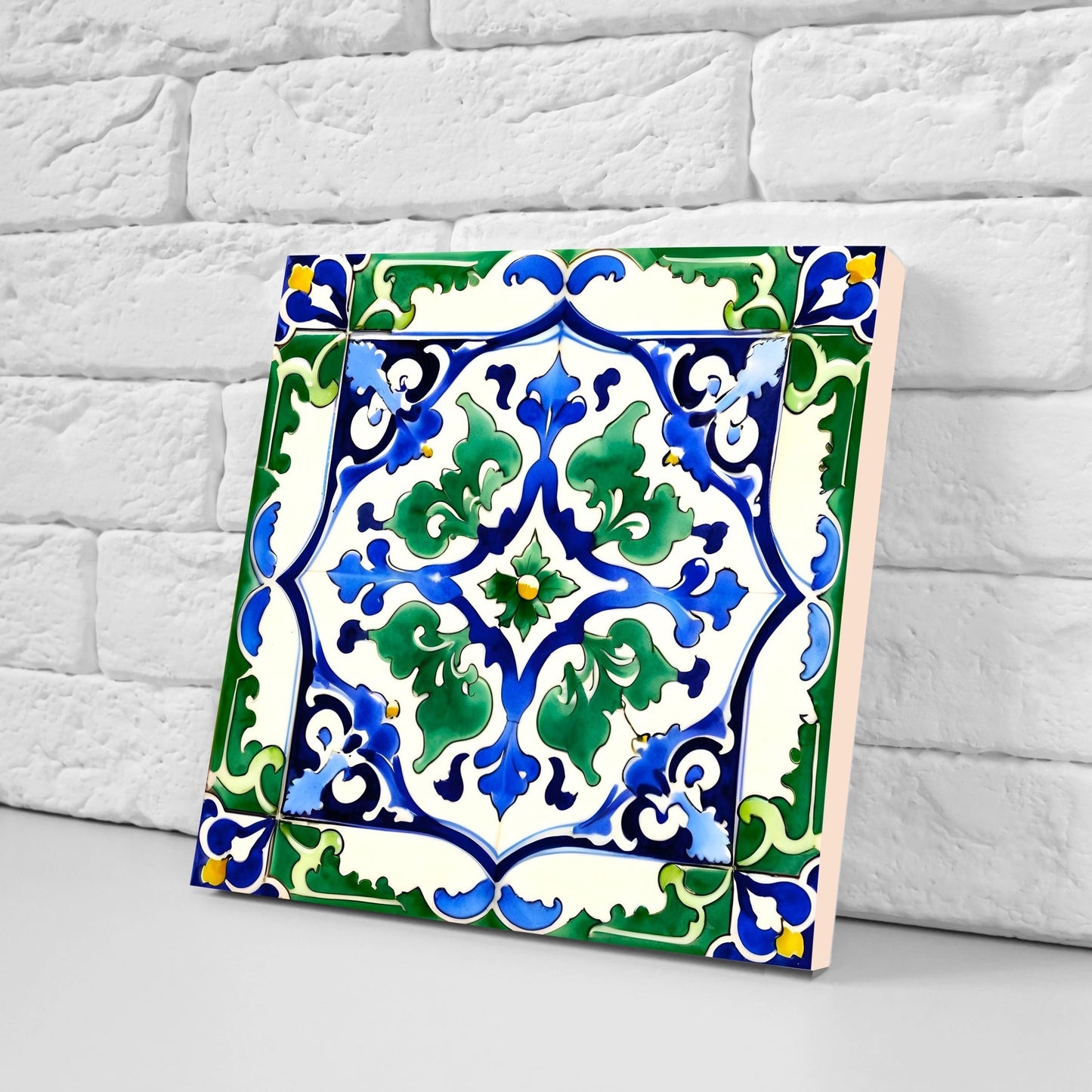 Italian Majolica Tiles - Set of 2 Sicilian Wall Decor Tiles - Kitchen Backsplash Tiles, Table Decorative Tiles, Bathroom Tiles, Coaster