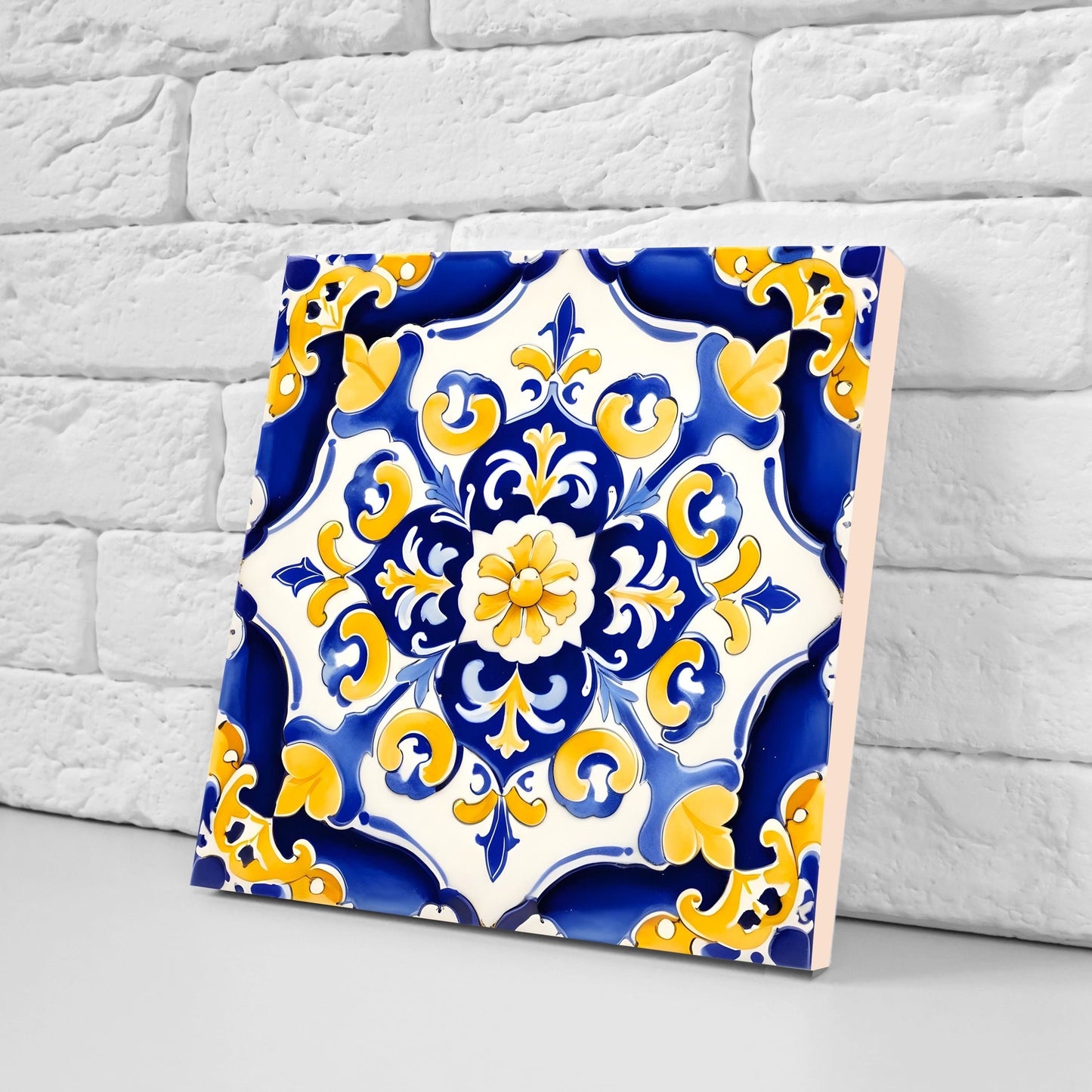 Italian Majolica Tiles - Set of 2 Sicilian Wall Decor Tiles - Kitchen Backsplash Tiles, Table Decorative Tiles, Bathroom Tiles, Coaster