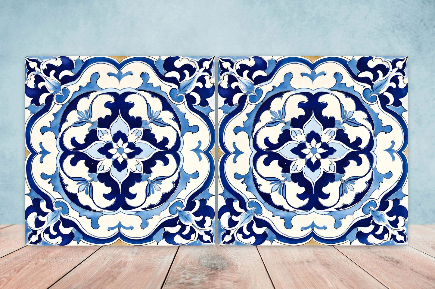 Italian Majolica Tiles - Set of 2 Sicilian Wall Decor Tiles - Kitchen Backsplash Tiles, Table Decorative Tiles, Bathroom Tiles, Coaster