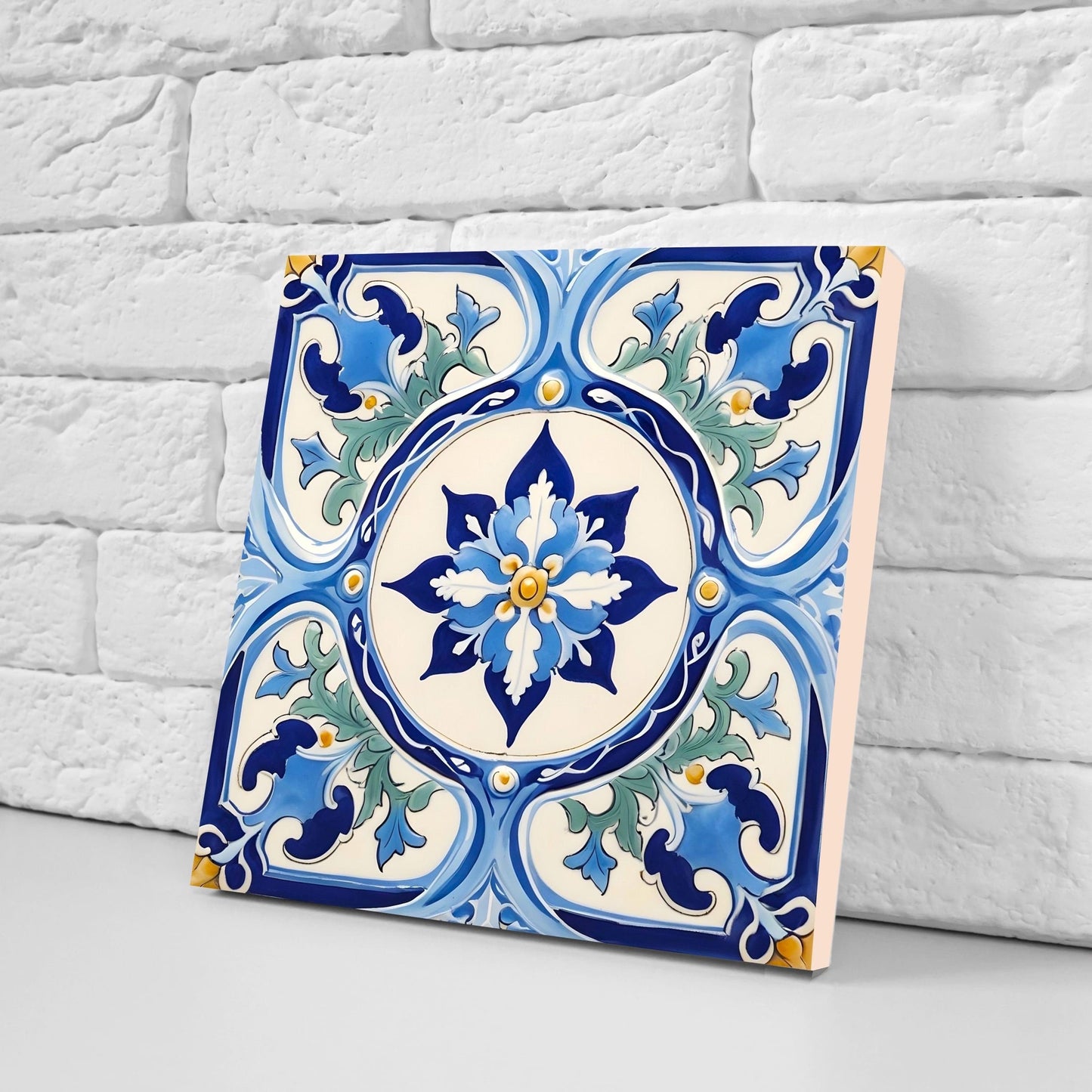 Italian Majolica Tiles - Set of 2 Sicilian Wall Decor Tiles - Kitchen Backsplash Tiles, Table Decorative Tiles, Bathroom Tiles, Coaster