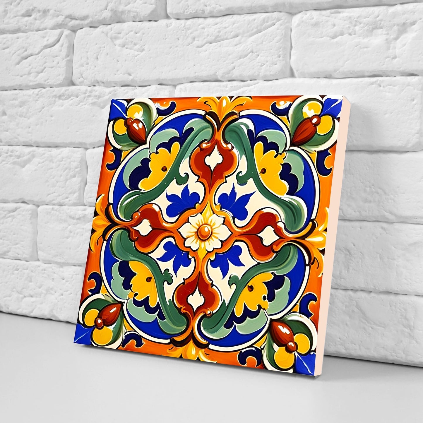 Italian Majolica Tiles - Set of 2 Sicilian Wall Decor Tiles - Kitchen Backsplash Tiles, Table Decorative Tiles, Bathroom Tiles, Coaster