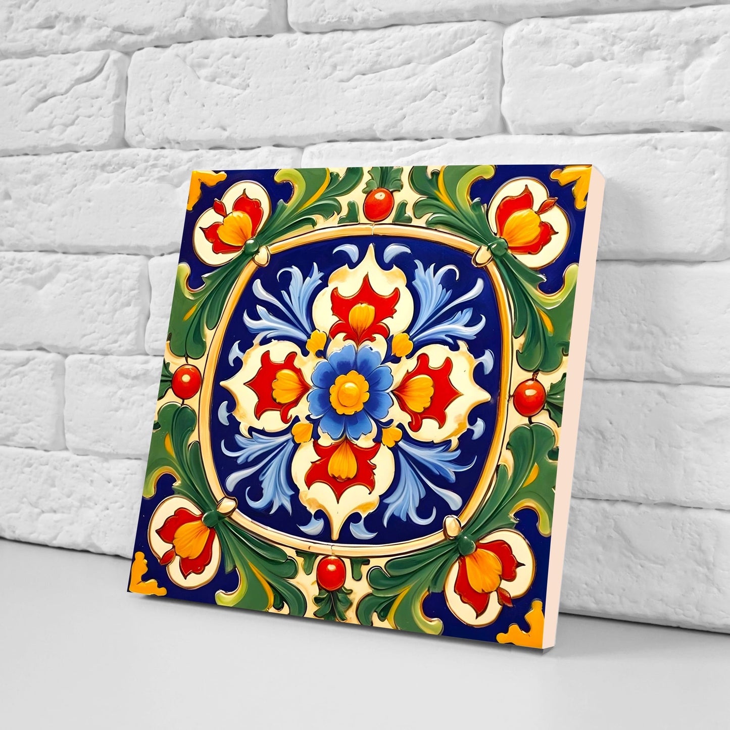 Italian Majolica Tiles - Set of 2 Sicilian Wall Decor Tiles - Kitchen Backsplash Tiles, Table Decorative Tiles, Bathroom Tiles, Coaster