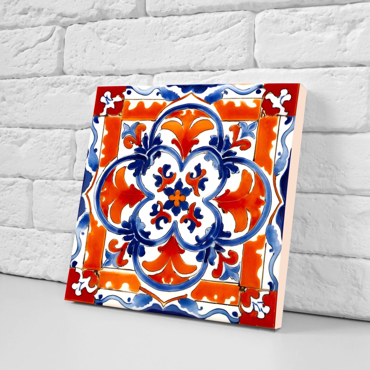 Italian Majolica Tiles - Set of 2 Sicilian Wall Decor Tiles - Kitchen Backsplash Tiles, Table Decorative Tiles, Bathroom Tiles, Coaster
