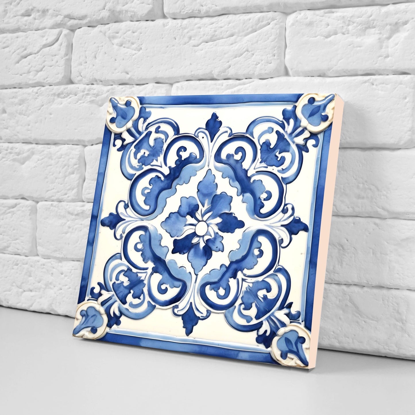 Italian Majolica Tiles - Set of 2 Sicilian Wall Decor Tiles - Kitchen Backsplash Tiles, Table Decorative Tiles, Bathroom Tiles, Coaster