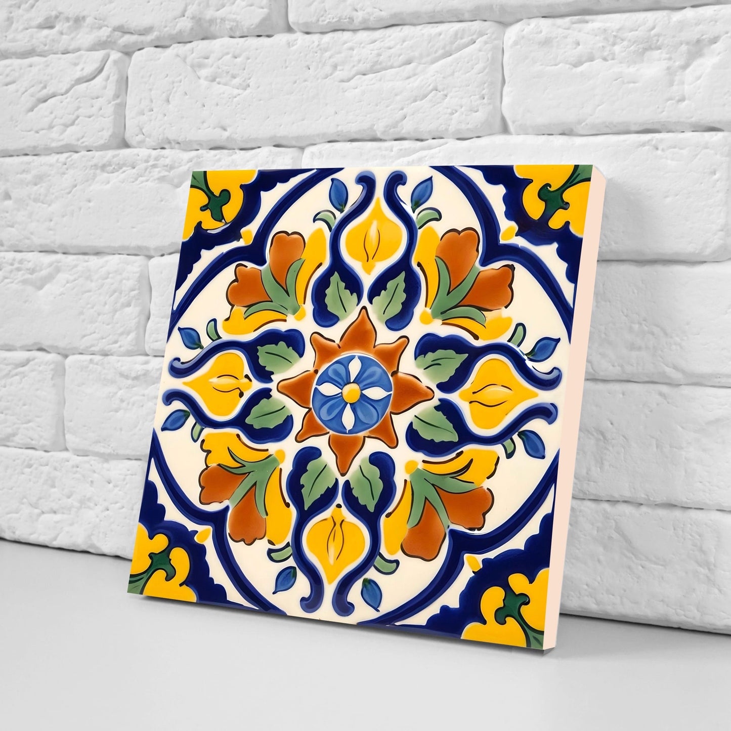 Italian Majolica Tiles - Set of 2 Sicilian Wall Decor Tiles - Kitchen Backsplash Tiles, Table Decorative Tiles, Bathroom Tiles, Coaster