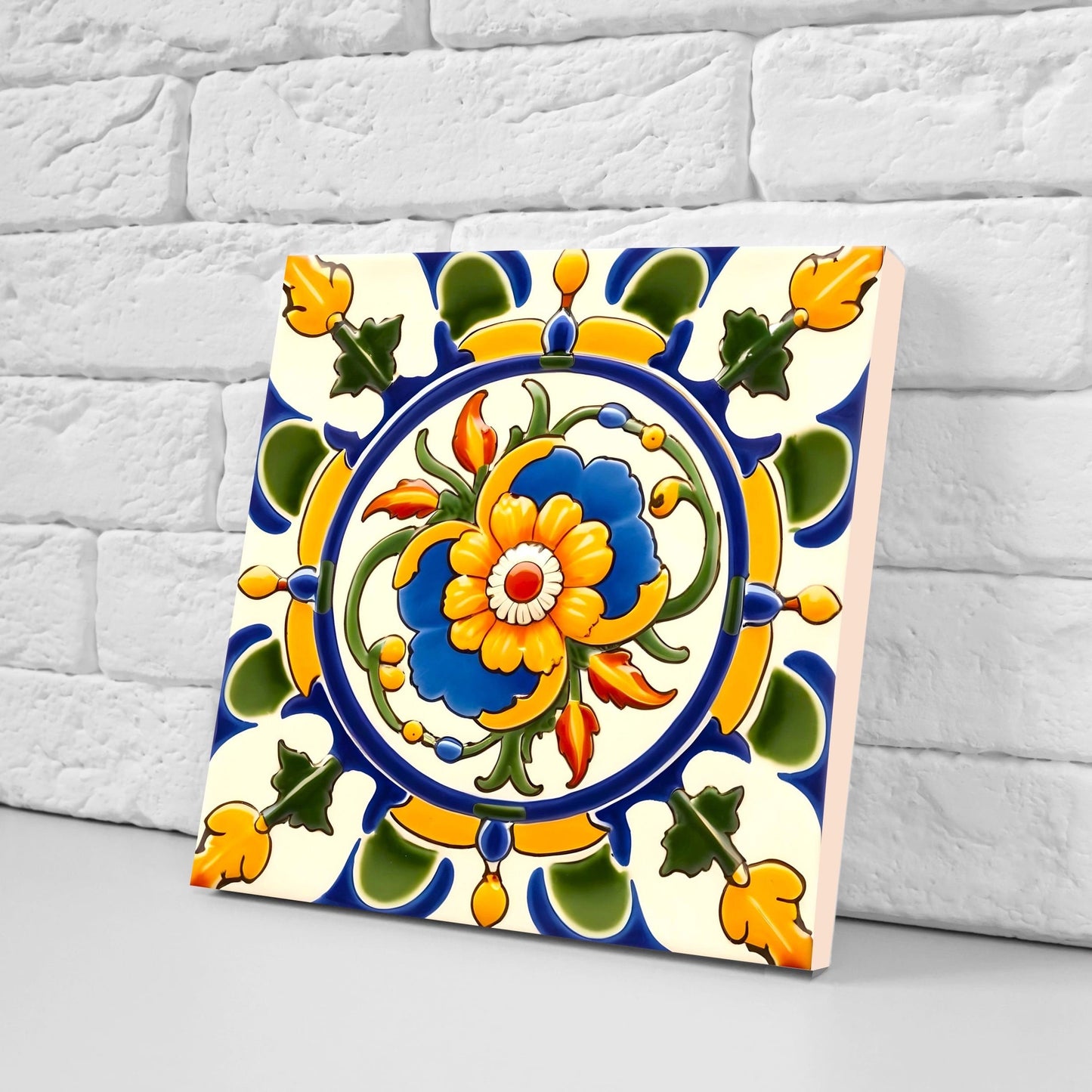Italian Majolica Tiles - Set of 2 Sicilian Wall Decor Tiles - Kitchen Backsplash Tiles, Table Decorative Tiles, Bathroom Tiles, Coaster