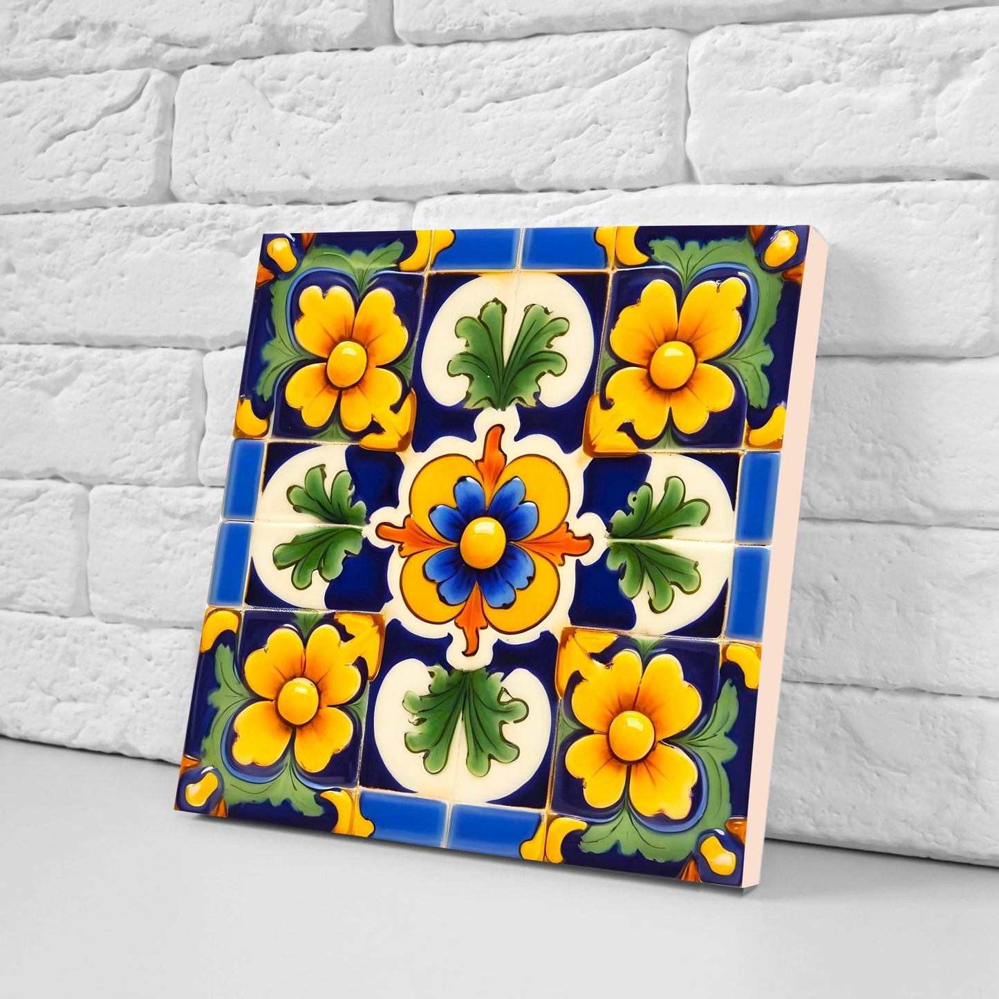 Italian Majolica Tiles - Set of 2 Sicilian Wall Decor Tiles - Kitchen Backsplash Tiles, Table Decorative Tiles, Bathroom Tiles, Coaster